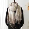 Luxury Autumn Winter Korean Plaid Scarf Women Thickening Warm Tassel Shawl Cashmere Imitation Muffler Fashion Designer Scarves