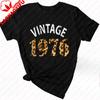 Vintage 1976 Bedrucktes T-Shirt Oberteile 50. Geschenk Geburtstagsshirt Hipster Streetwear Rundhals Lässiger Stil Kurzarm