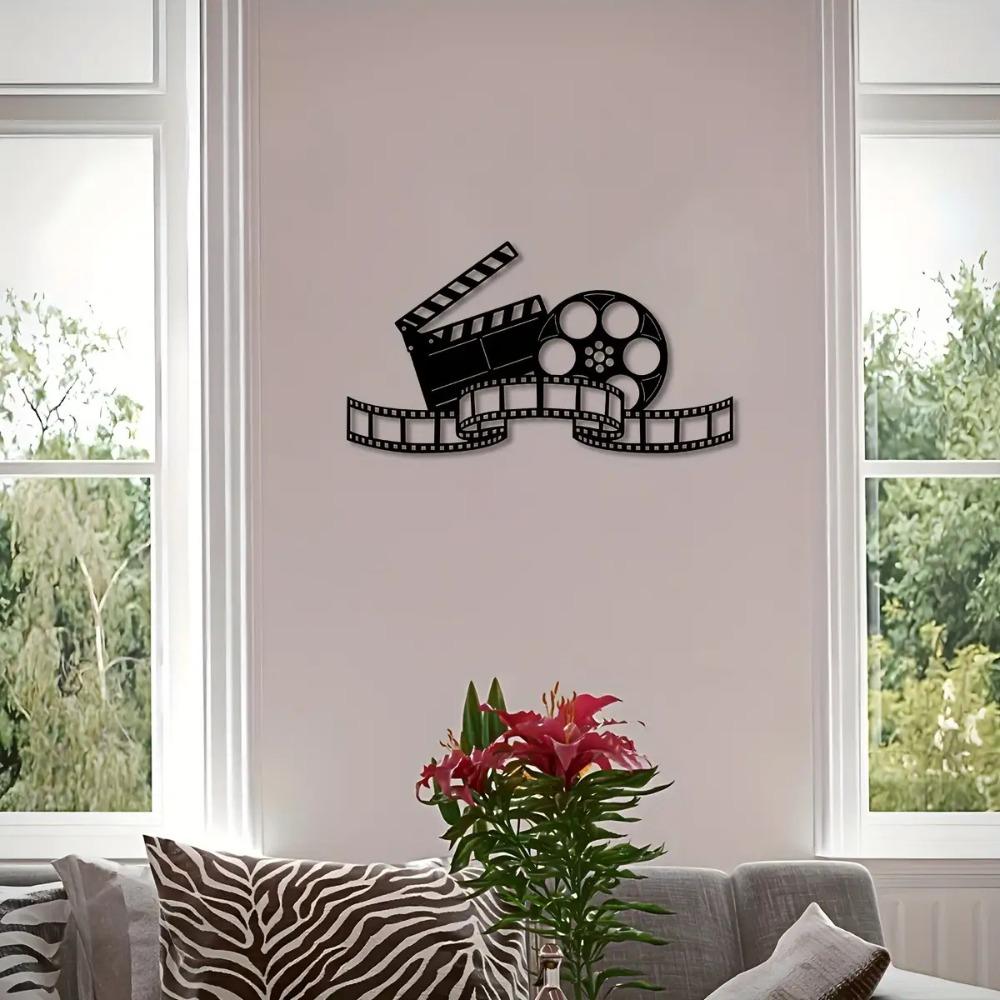 Metal Movie Wall Art Decor, Iron Film Reels Clapperboard Sculptures for Home Garden Courtyard Balcony Indoor Outdoor Durable