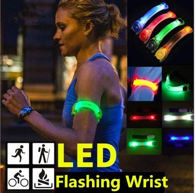 LED Flashing Wrist Band Bracelet Arm Band Belt Light Up Running Glow For Night Sports