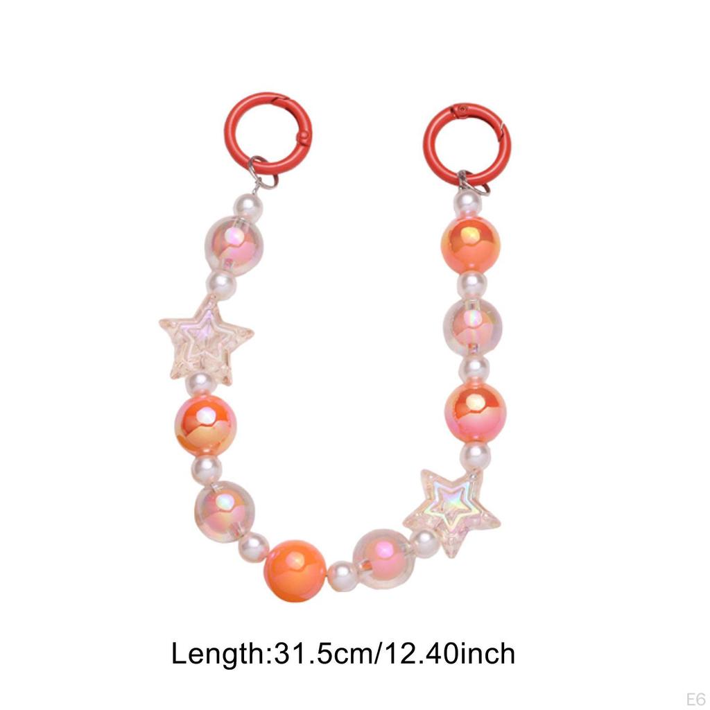 Beaded Bag Chain Charm with 2 Round Carabiners Purse Handle