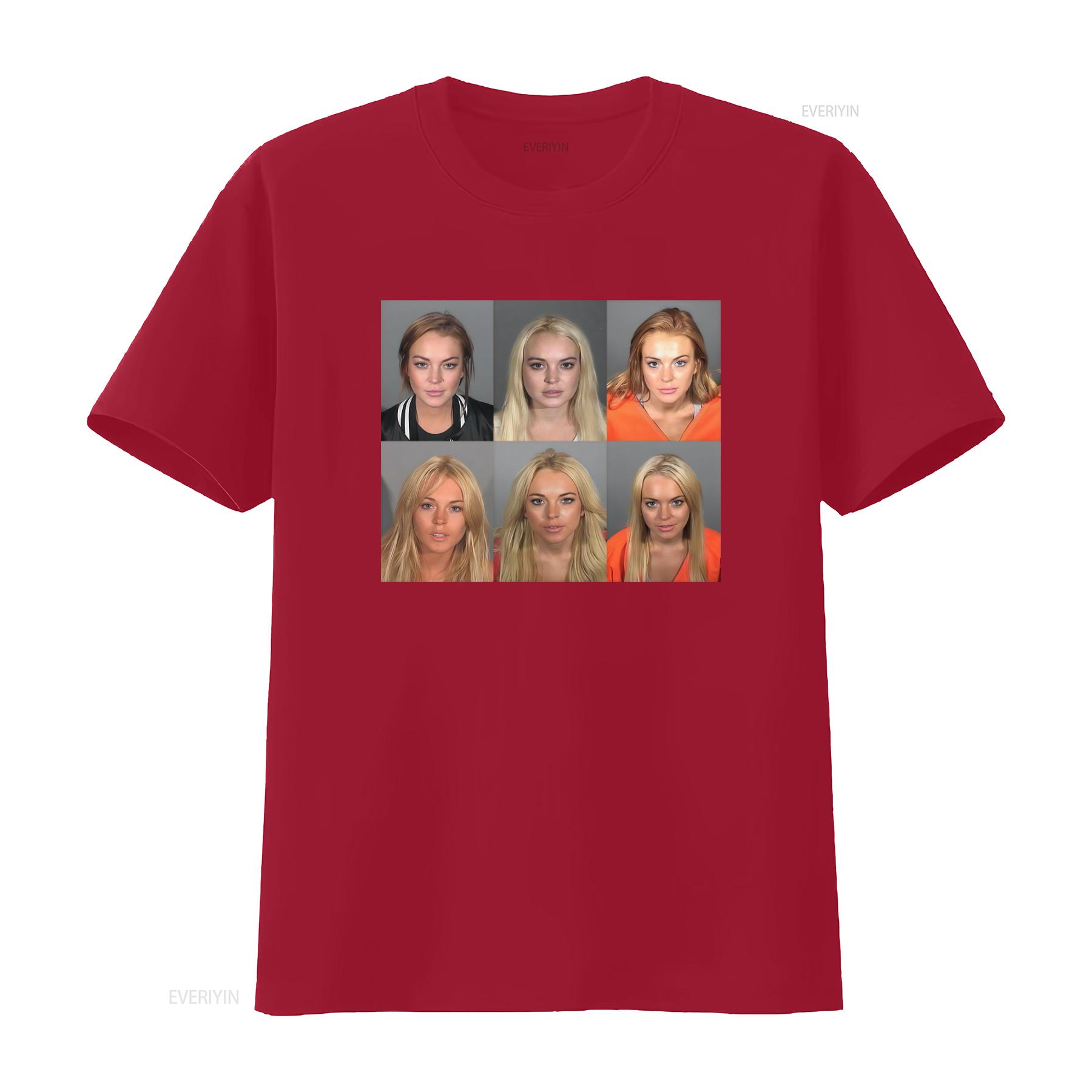 

Lindsey Lohan Mugshot Gallery Softstyle T Shirt High Quality Print Comfortable Fabric Perfect for Fans vintage Washed S