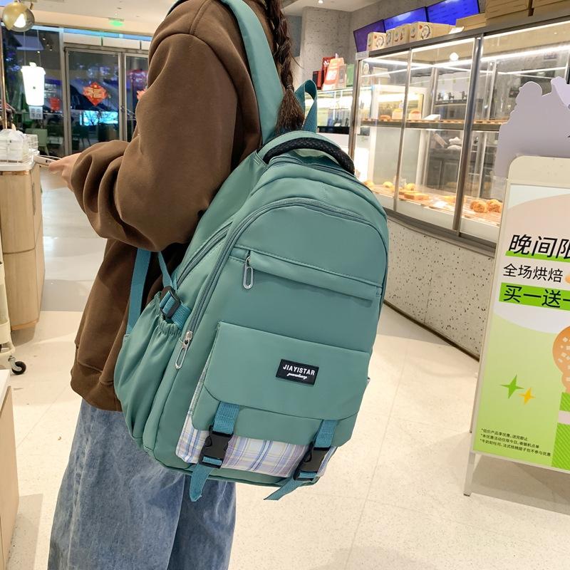 Student Backpack Couple Backpack Campus Plaid School Bag