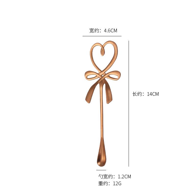 Mini mašlička lžička ve tvaru srdce nerezová kávová čajová dezertní lžička závěsná lžička stolní dekorace příbory