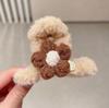 2025 New Year Red Plush Pearl Claw Clip - Stylish Women's Shark Hairpin Accessory for Buns and Hair Styling