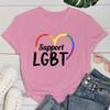 (Premium T-shirt)Support Lgbt Print T-Shirts For Women Summer Funny Round Neck Short Sleeve Casual T-Shirts