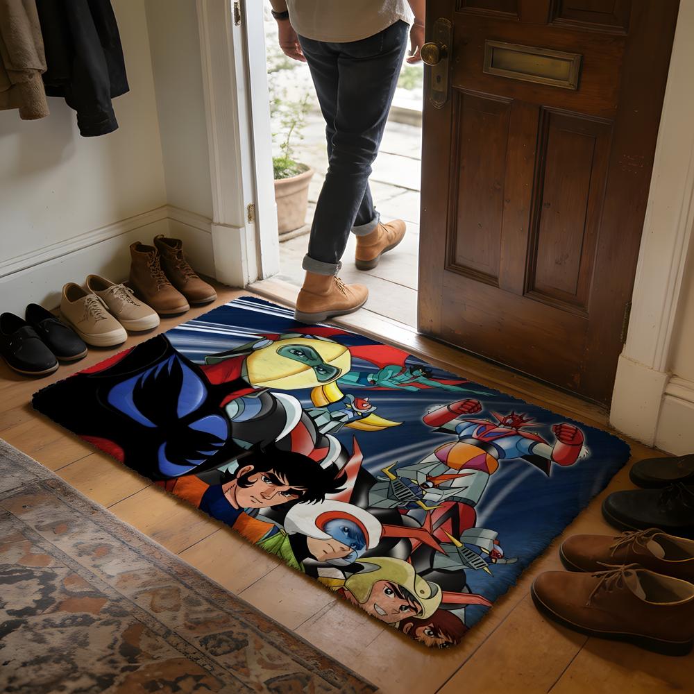 UUfo Robot Goldrake Floor Mat Soft Flannel Absorbent Mat Non-Slip Rug Home Bedroom Bathroom