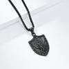 St.Michael Archangel Shield Pendant Necklace, Titanium Steel Retro Men Necklace Punk Religious Fashion Male Jewelry Gift