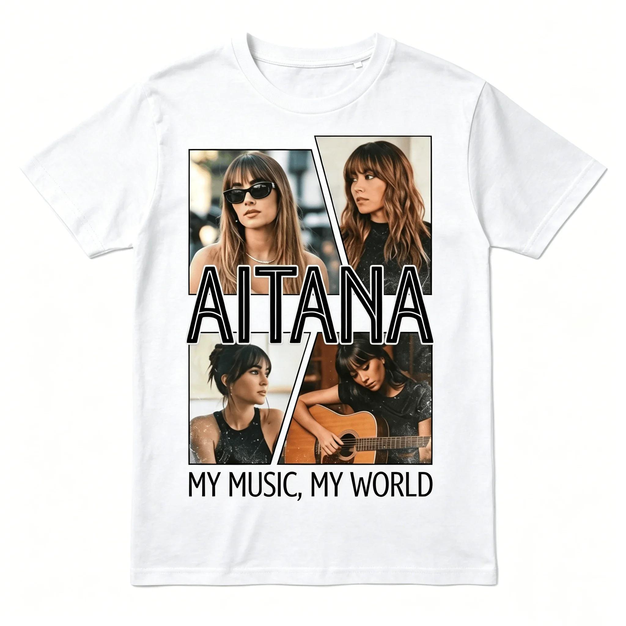 Rock this retro-style Aitana collage tee and show your support for her vibrant Spanish pop career and mantra “My Music My World 4XL