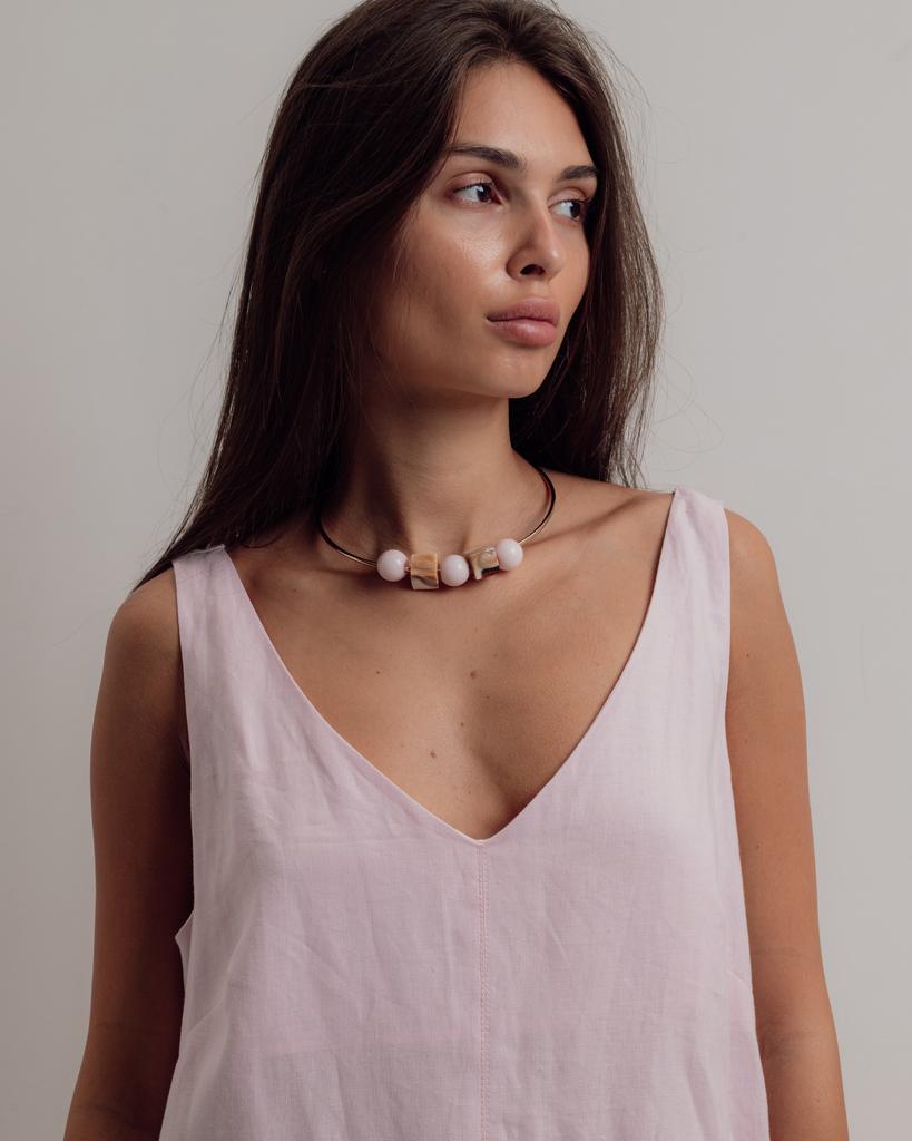 Summer Sundress with Decoration Nagrada 5138 42 Pink Linen