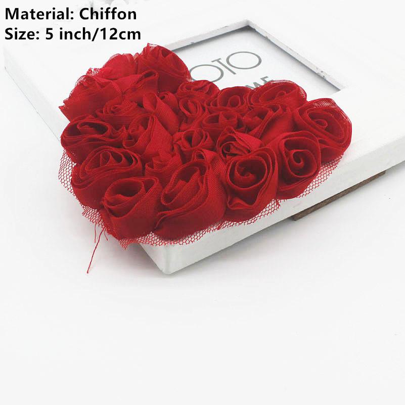 20 Stück Große Chiffon-Rosen-Herz-Aufnäher für DIY Baby Mädchen Kleidung Kleid Strampler Hemden Nähdekorationen Haarschleifen-Zubehör