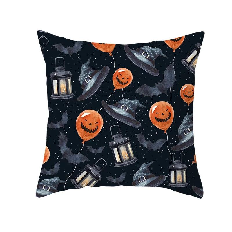 Halloween Style Decorative Cushion Cover Horror Pattern Polyester Pillowcase Pillow Cover For Sofa Home Room Festival Decor