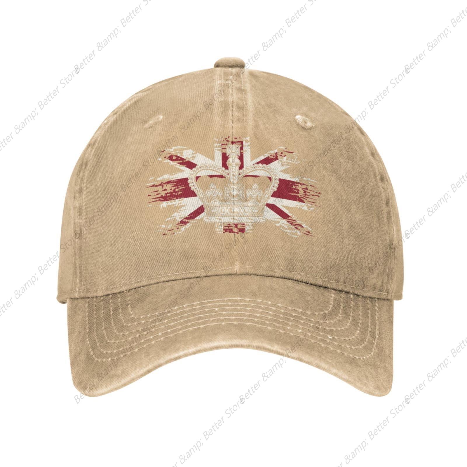 

Винтажная потертая состаренная регулируемая корона с флагом Великобритании женская джинсовая хлопковая кепка для мамы и папы, кепка дальнобойщика для женщин унисекс Adjustable естественный