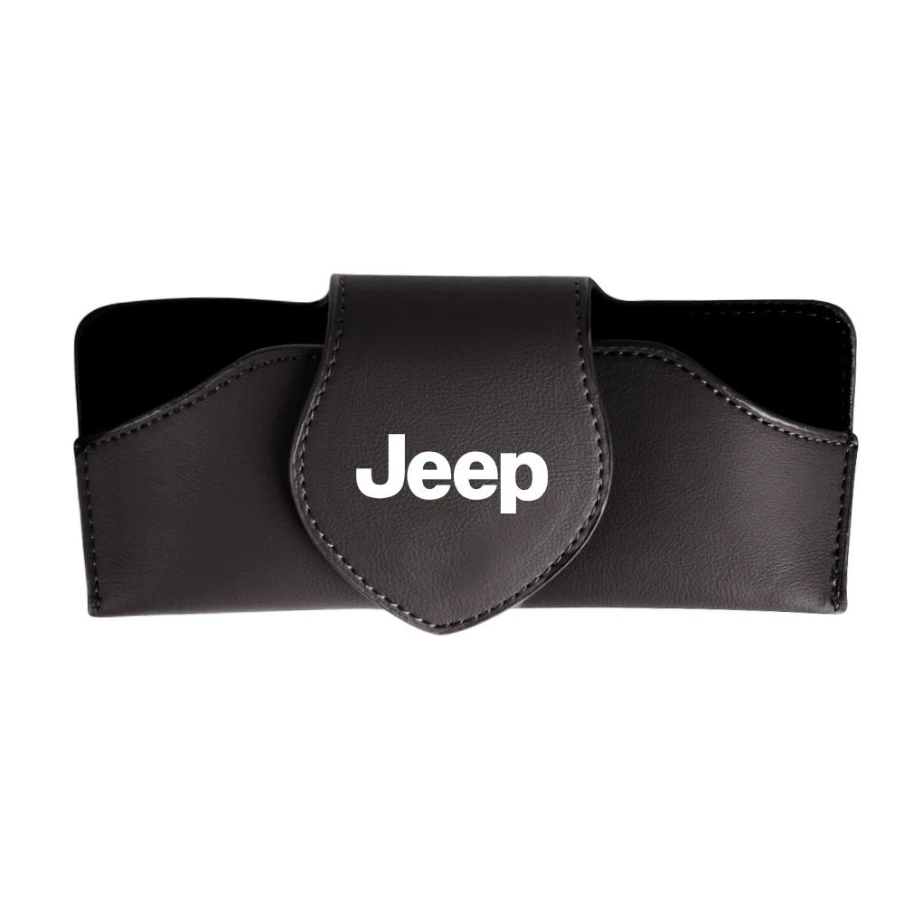 Protective Leather Car Sun Visor Sunglasses Case for Jeep Renegade Wrangler JK JL All Models Eyeglasses Holder Auto Accessories AMN1