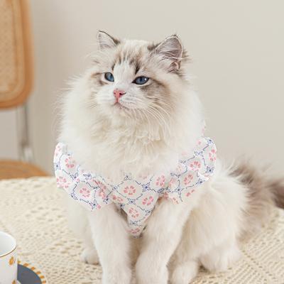 Elegant Floral Round Neck Cat Two-legged Vest Puppet Hair Puppy Dog Thin Spring and Summer Pet Clothing Cat Clothes