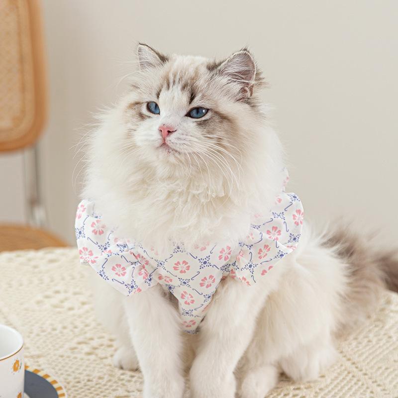 Elegant floral round neck cat two-legged vest puppet hair puppy dog thin spring and summer pet clothing cat clothes