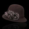 Vintage Silky Flower Hat Winter Warm Dome Hat Women Wool Cloche Hat Headwear