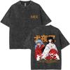 Washed Vintage Anime Inuyasha Graphic Print Tshirt Men Women Casual Oversized Cotton T Shirts Mens Retro Cartoon Streetwear