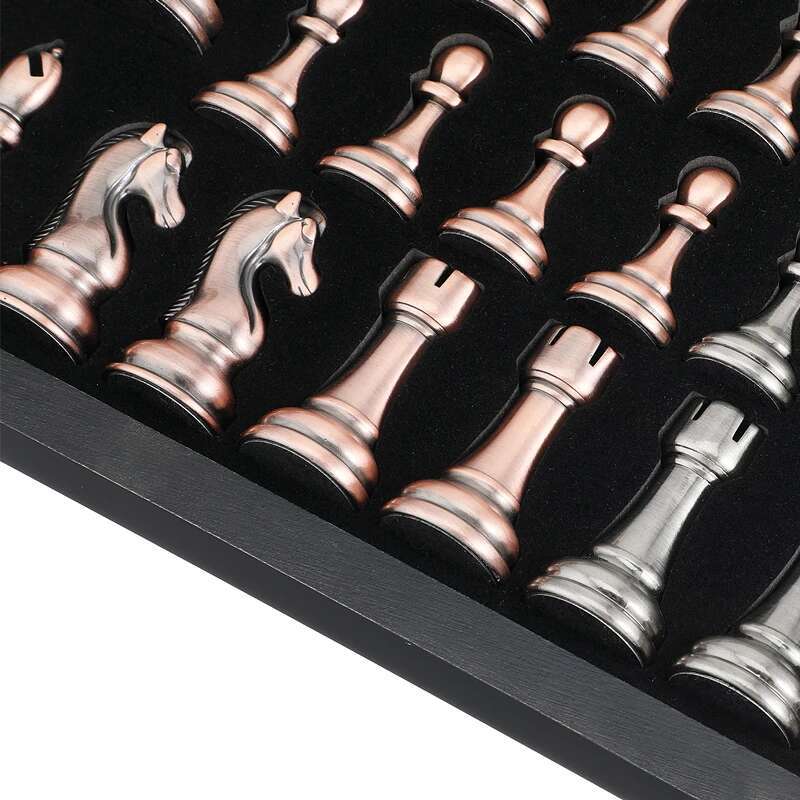High-End Metal Chess Pieces, Wooden Chessboard, 38Cm/15Inch, Large Foldable Classic Game Collection For Chess Enthusiasts