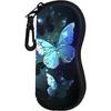 Blue Butterfly Glasses Case Pouch Prints Zipper Soft Eyewear Storage Box Outdoor Travel Portable Anti-Pressure Sunglasses Bag
