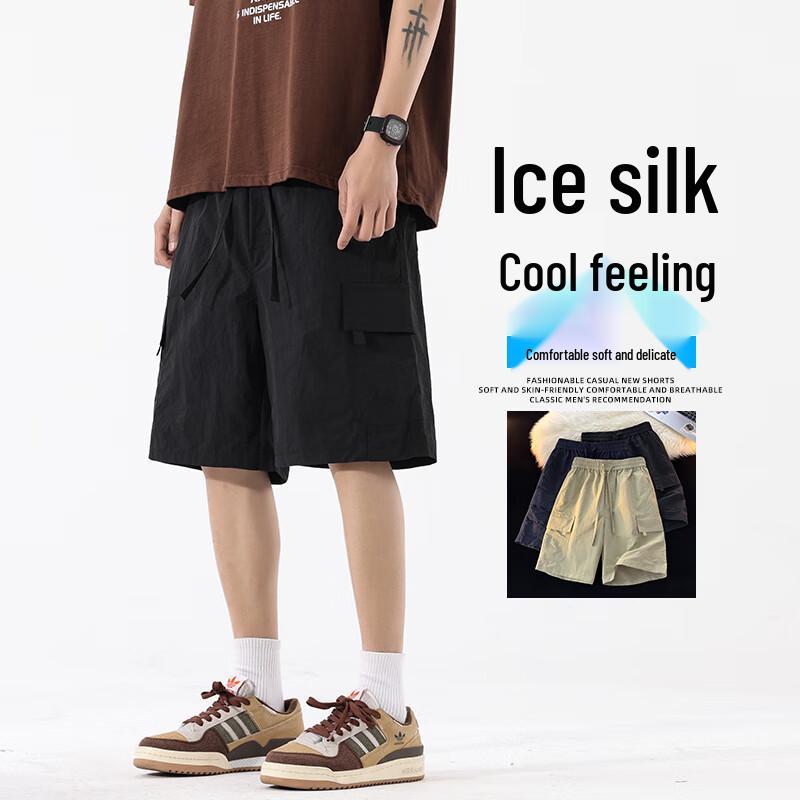 

Men s Summer Thin Elastic Waist Loose Cargo Straight Leg Shorts 4XL