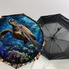 1PC turtle ocean Automatic Open/Close Umbrella with Windproof, 8-Rib Sturdy Canopy, Durable Ribs, Fashionable Design, Outdoor Accessory, Fun Prin, Hol