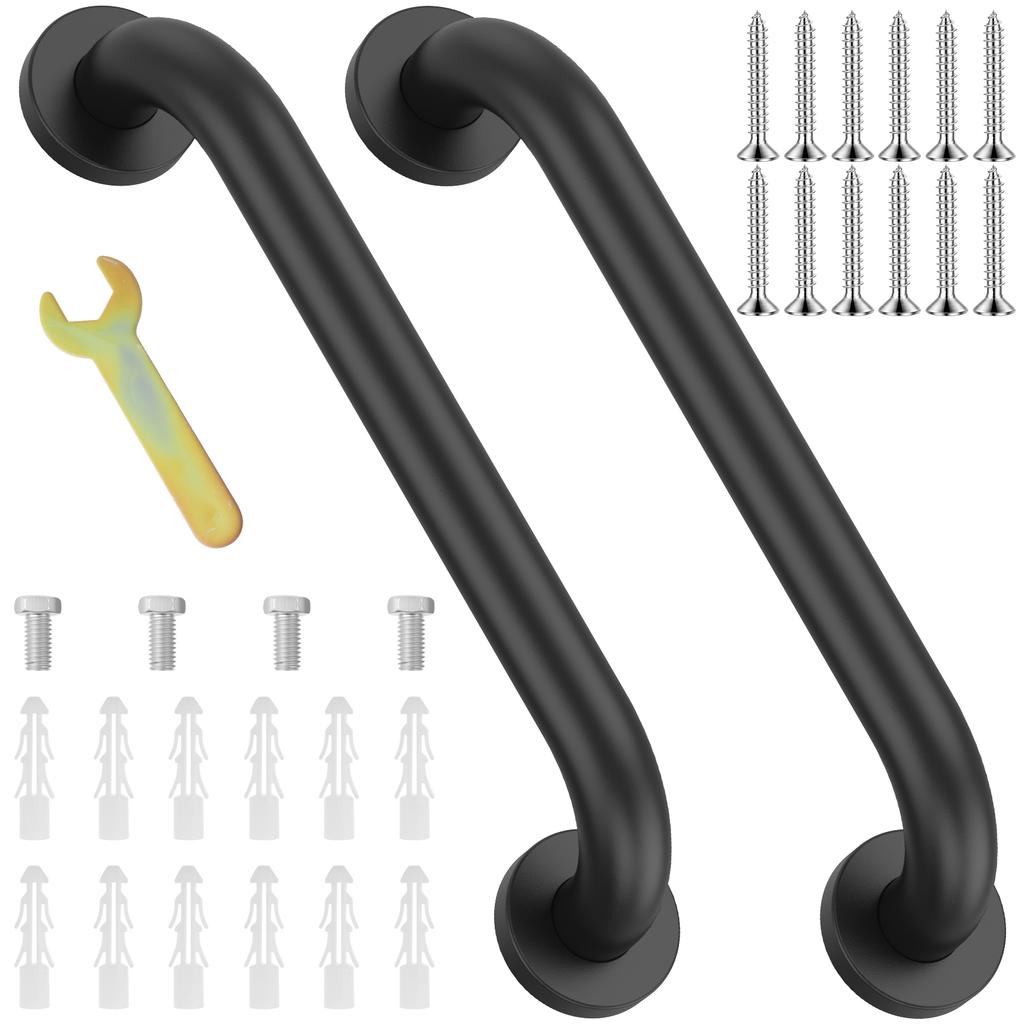 2Pcs Stainless Steel Shower Grab Bar Anti-slip Safety Handrails Bathroom Toilet Shower Support Handle Multi-purpose Towel Rack