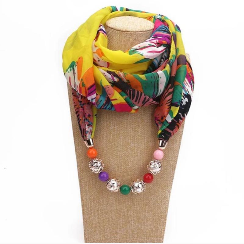 YLWHJJ Multi-style Decorative Jewelry Necklace Resin Beads Pendant Scarf Women Foulard Femme Head Scarves Hijab Scarfs