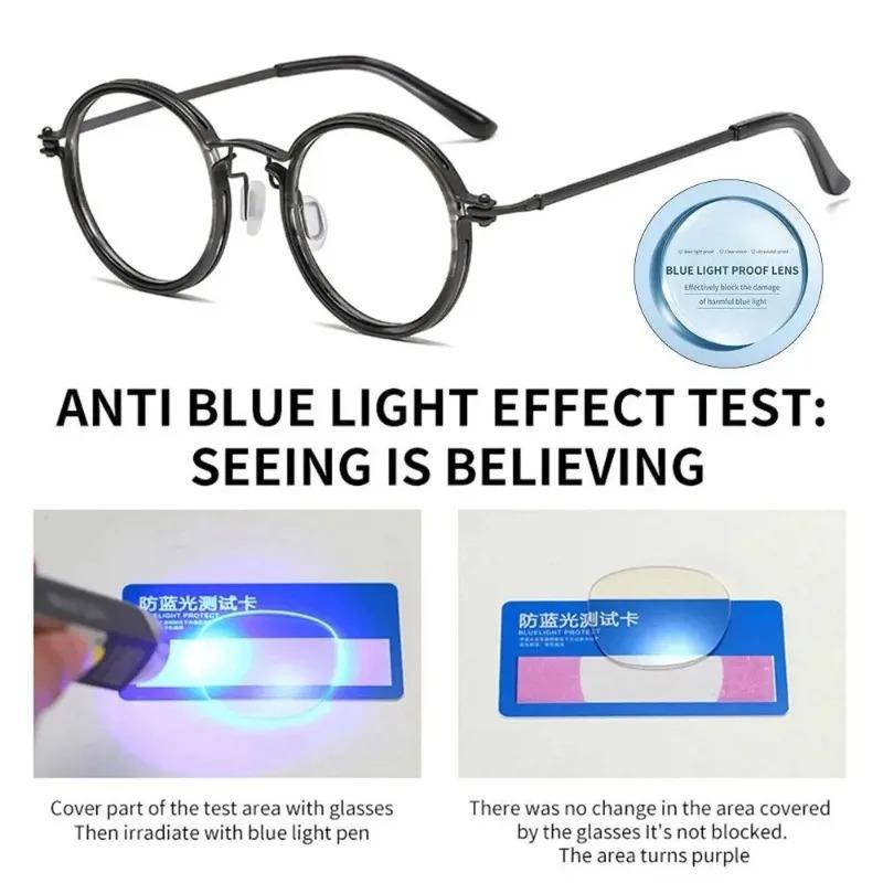 Fashion Alloy Optical Glasses Frame Men Anti Blue Light Clear Lens Vintage Metal Frame Myopia Eyewear