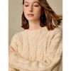 INMAN Women's Brushed Cable Knit Pullover Sweater