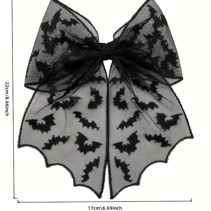 Punk Style Halloween Bat Mesh Bow Mysterious Black Heavy Duty Hair Clip Niche Design High-End Back Of The Head Hair Clip
