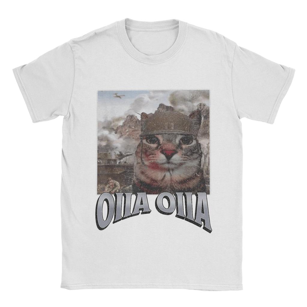 2025 Summer Oiia Oiia Cat Meme 100 Pure Cotton Printed Tshirt  for Men Cotton Novelty Round Neck Funny Short Sleeve Graphic