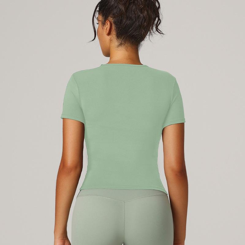 Schnelltrocknendes atmungsaktives Yoga-Top: Hautfreundliches Kurzarm-Slim-Fit für Fitness & Laufen