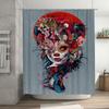 Artistic Decor Shower Curtain Featuring a Gothic Skull Woman with Red Roses Perfect for Halloween or Day of the Dead Celebration
