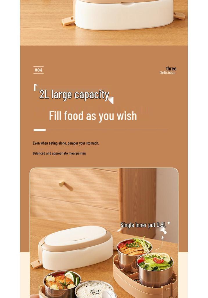 Smart Electric Heated Lunch Box: Portable, Self-Heating, Steaming, Ideal for Office Workers, Keeps Meals Warm, Easy to Carry Bento Solution.