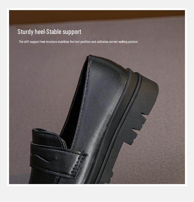 Kinderschuhe im britischen Stil aus schwarzem Leder - Lässige Frühjahrs-/Herbst-Fahrschuhe für Jungen und Mädchen