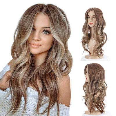 Peruca loira sintética feminina cabelo sintético natural cosplay festa onda longa parte média resistente ao calor perucas diárias