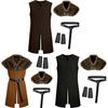 Medieval Knight Costume With Faux Fur Collar For Cosplay And Halloween Role Play