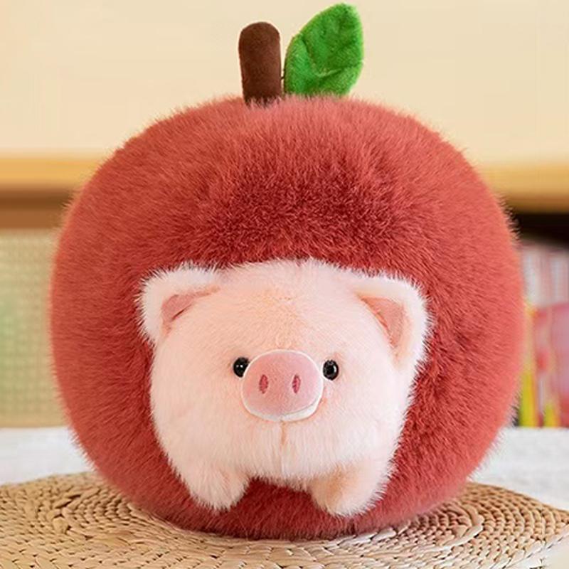 The  Able Apple Pig Plush Toy Doll Cute Pig Doll Detachable Throw Pillow Doll Gift Grabber Doll