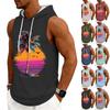 Débardeur Homme Sweat à Capuche Sans Manches Salle de Sport Chemise Lavée Sports Débardeur Fitness Musculation Avec Capuche
