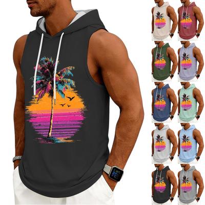Herren Tanktop Fitness Ärmelloses Kapuzenpullover Shirt Gewaschen Sport Muskelshirts Fitness Weste Mit Kapuze