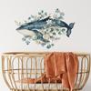 Cartoon Hand-Painted Whale Flower Leaf Wall Sticker Self-Adhesive for Bedroom Living Room Wall Decoration