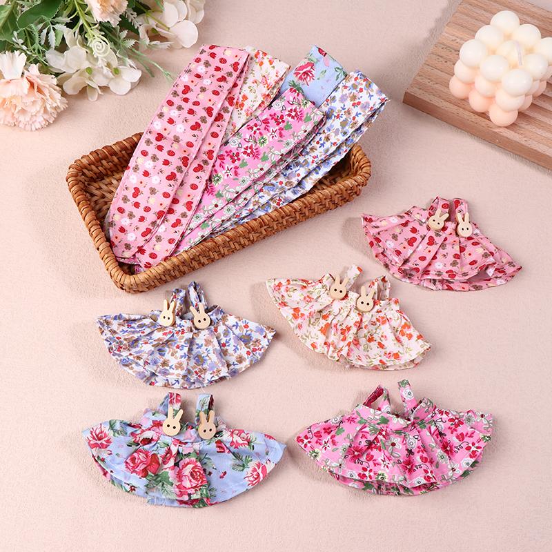

For 17cm Labubus Doll Clothes Accessories Sweet Floral Dress With Headband