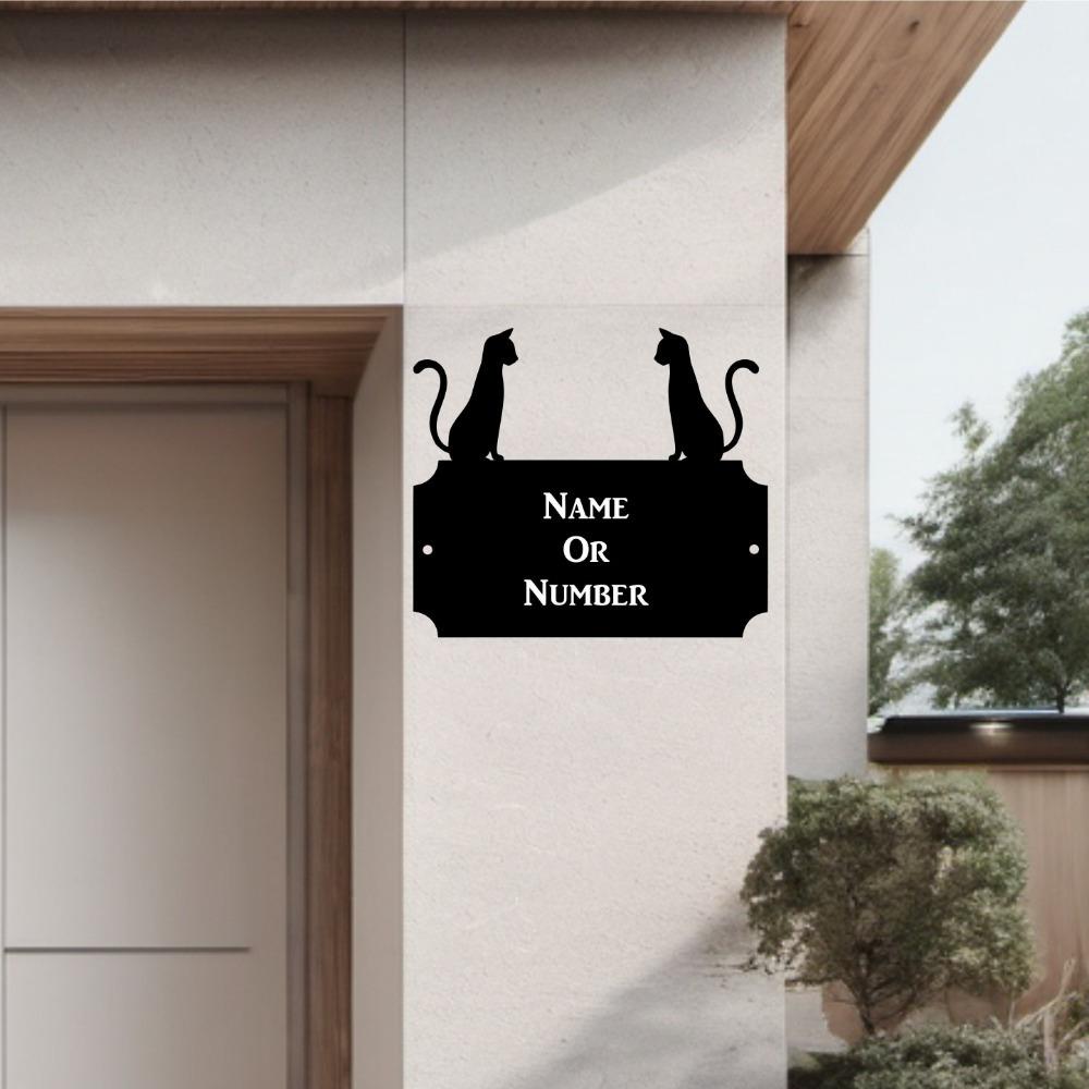 1 Stück personalisiertes Katzen-Metallschild Hausnummernschild Innen Außen Tür Garten Rasen Dekoration