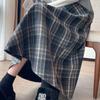 Women's High Waist Wool Plaid A-Line Skirt - Slimming, Mid-Length, Retro Style for Autumn/Winter