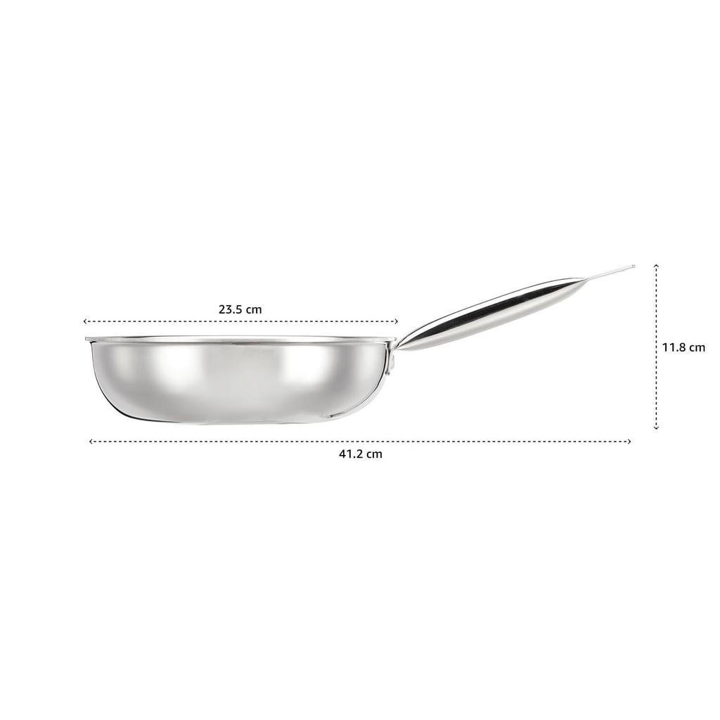 Stainless Steel Triply Frying Pan (Small Size/ 22Cm) | Induction and Gas Stove Compatible | Three-Layer Durable Construction