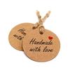 Kraft Paper Hang Tags with "Handmade with Love" Stamp, 20.0 meter Twine String Included, Blank Gift Labels for Crafts, Packaging