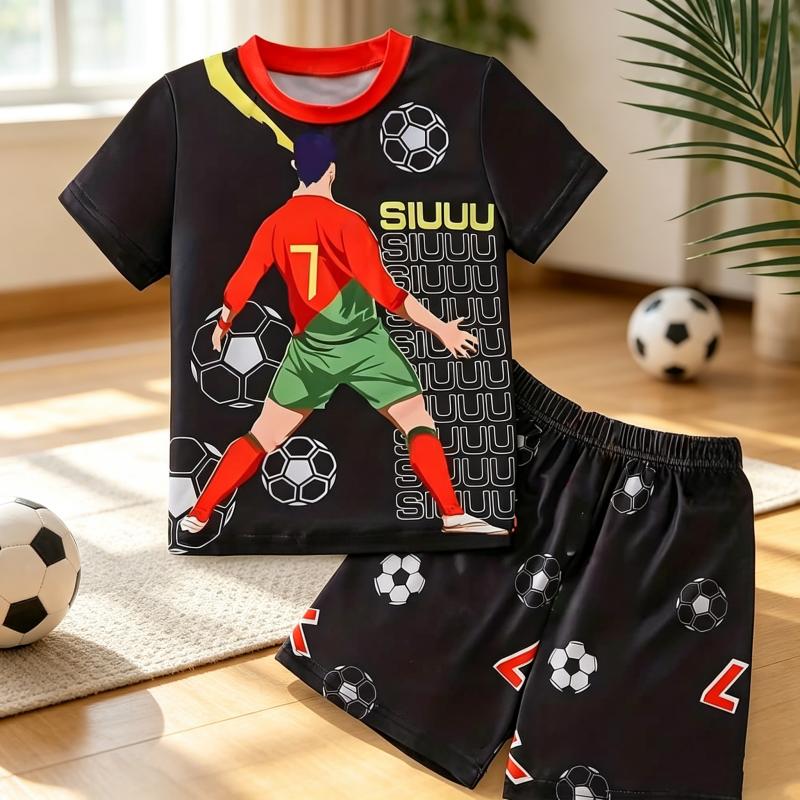 Summer Fashion Special Edition Ronaldo #7 Football Sports Jersey Short Sleeved T-shirt Shorts and Set Casual Parent-child Outfit