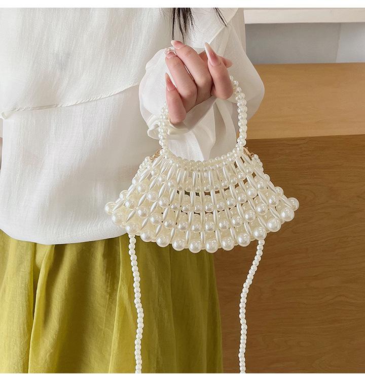 Summer 2026 Pearl Beaded Hollow Mini Crossbody Handbag for Women