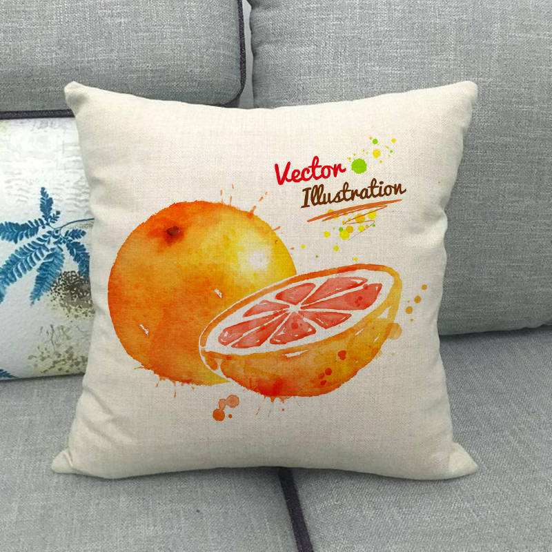 Simple And Colorful Painted Fruits Digital Printing Short Plush Pillow Covers For Car Sofa Office Cushion Cover Home Goods